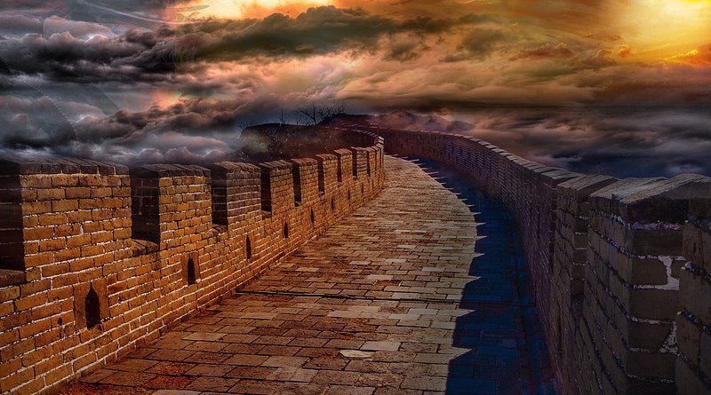Wall China Architecture Sky Stone Dragon