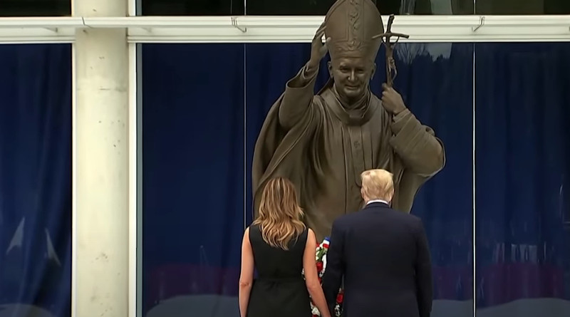 US President Trump and First Lady Melania Trump Visit St. John Paul II National Shrine In Washington D.C. Photo Credit: Screenshot White House video