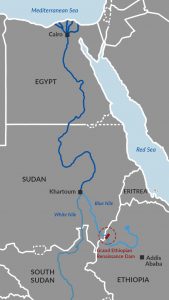 Location of GERD on the Nile River