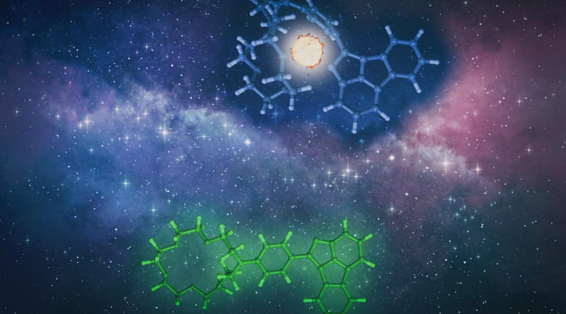 Artistic representation of the new fluorescent molecule that can shed light on the elusive nature of neutrinos. CREDIT: UPV/EHU