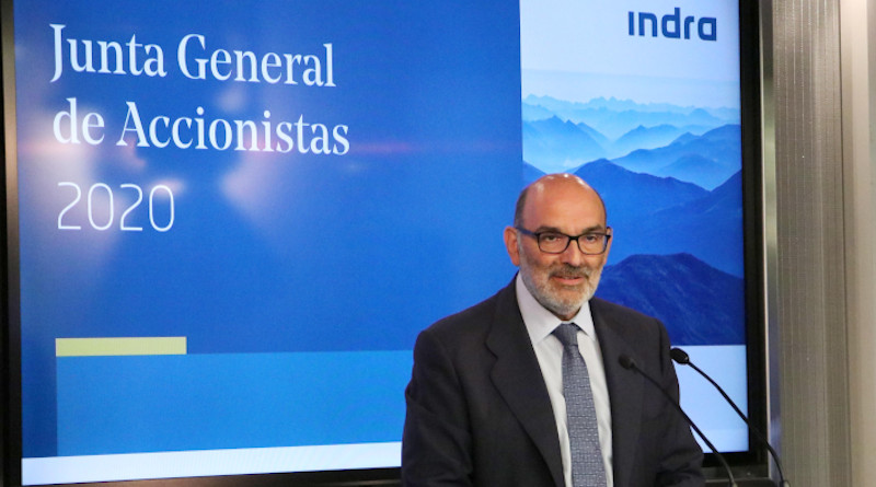 Fernando Abril-Martorell, Indra's Chairman, speaking at 2020 Shareholders Meeting. Photo Credit: Indra