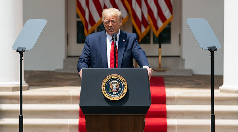 President Donald J. Trump delivers remarks in the Rose Garden of the White House. (Official White House Photo by Shealah Craighead)