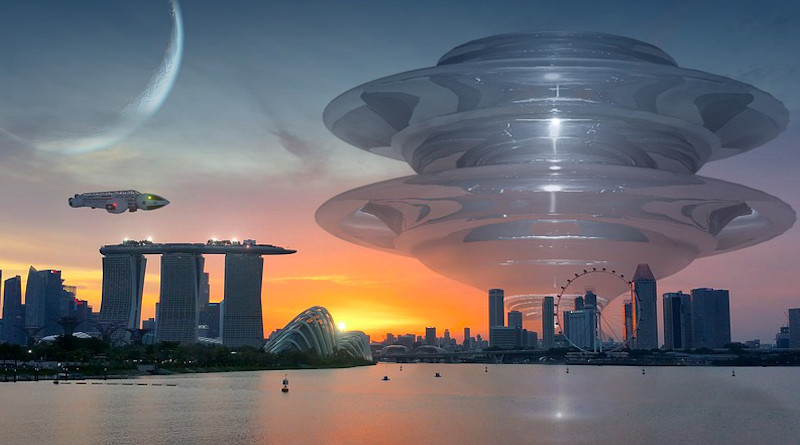 Science Fiction Fantasy City Forward Building Atmospheric Evening
