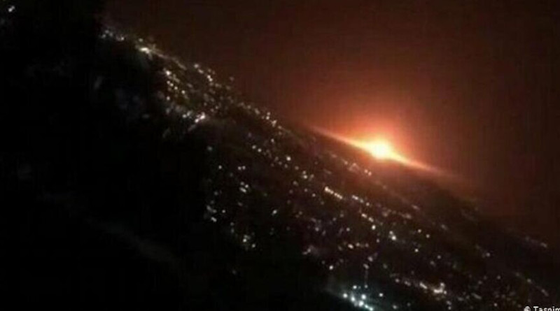 According to Iran's Defense Ministry this explosion at the Parchin complex near Tehran was caused by an exploding gas-storage tanker. Photo Credit: Tasnim News Agency