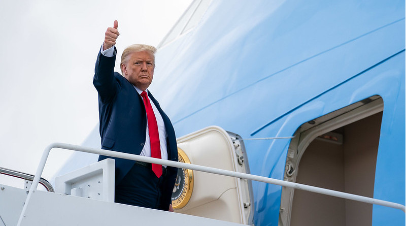 President Donald J. Trump boards Air Force One at Joint Base Andrews, Md. Friday, July 10, 2020, en route to Miami International Airport in Miami. (Official White House Photo by Tia Dufour)