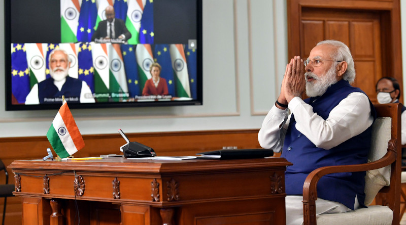 India's Prime Minister, Shri Narendra Modi attends the India-EU Virtual Summit 2020, in New Delhi on July 15, 2020. Photo Credit: India PM Office
