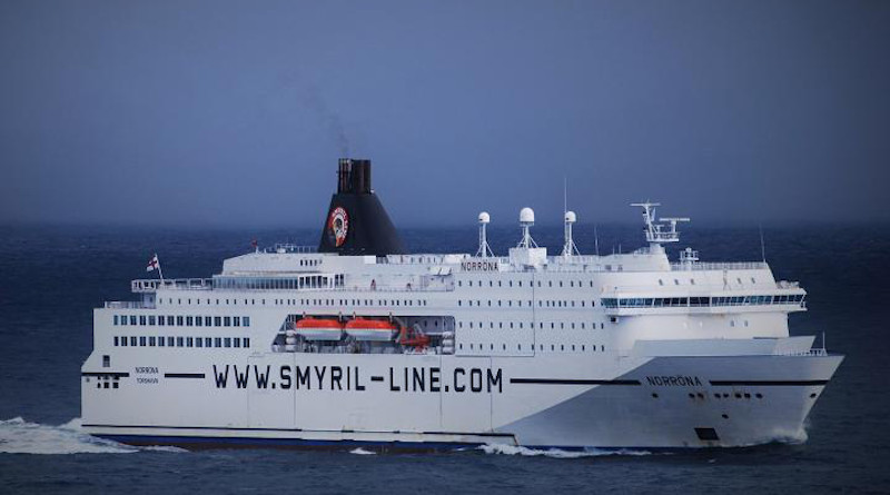 The high-seas ferry MS Norröna, cited in the Nature Communications paper, measures upper ocean currents with an ADCP (acoustic Doppler current profiler) installed in its hull as it makes a weekly roundtrip between Denmark, the Faroe Islands and Iceland. CREDIT Erik Christensen - Own work, CC BY-SA 3.0, https://commons.wikimedia.org/w/index.php?curid=45707529