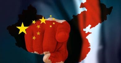 Flag Businessman China Map Hand Touch Finger Contact