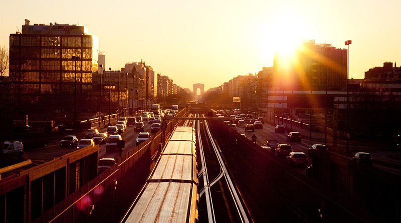 Traffic Paris Street Twilight Evening Sunset Dusk