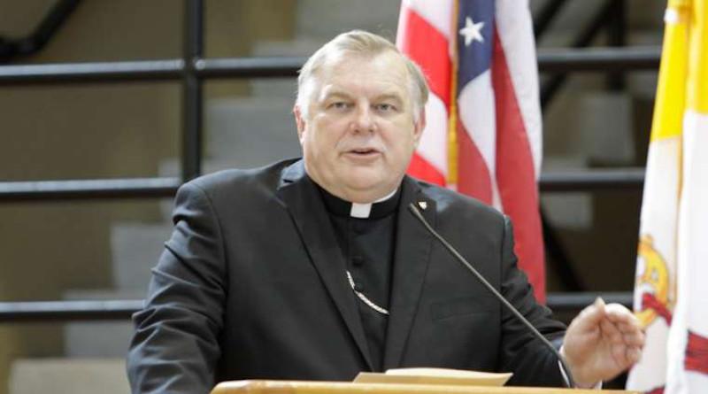 Archbishop Thomas Wenski speaks at a press conference. Credit: Ana Rodriguez-Soto/Archdiocese of Miami