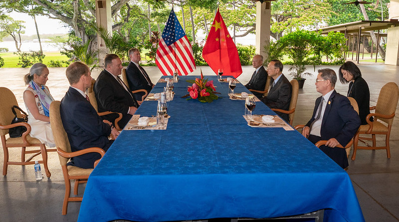 U.S. Secretary of State Michael R. Pompeo hosts a working dinner with the Chinese delegation in Honolulu, HI, on June 16, 2020. [State Department Photo by Ron Przysucha / Public Domain]