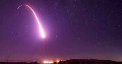 An unarmed Minuteman III intercontinental ballistic missile launches during a test from Vandenberg Air Force Base, Calif., Oct. 2, 2019. Photo Credit: Air Force Staff Sgt. J.T. Armstrong