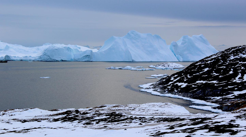 Icebergs near Greenland form from ice that has broken off--or calved--from glaciers on the island. A new study shows that the glaciers are losing ice rapidly enough that, even if global warming were to stop, Greenland's glaciers would continue to shrink. CREDIT: Photo courtesy Michalea King