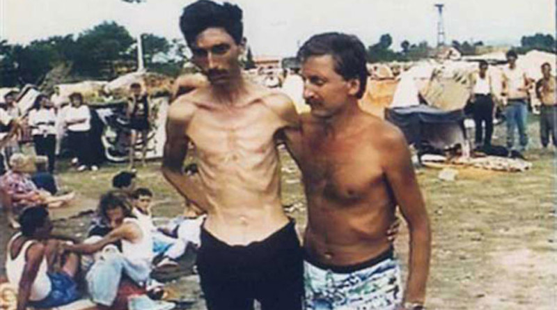Detainees at the Trnopolje Camp, near Prijedor, Bosnia and Herzegovina. Credit: Photograph provided courtesy of the ICTY, Wikipedia Commons.