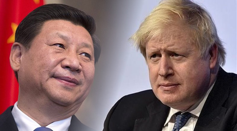 China's Xi Jinping and UK's Boris Johnson