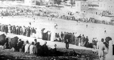 Soccer match, Bab as-Sahira, Jerusalem in 1910. Photo Credit: Khalil Raad, Library of Congress