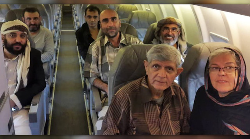 Six Baha’is are in a safe location where they can recuperate after enduring extremely difficult conditions for three to nearly seven years in prison, pictured left to right: back row: Mr. Waleed Ayyash, Mr. Wael al-Arieghie; middle row: Mr. Akram Ayyash, Mr. Kayvan Ghaderi, Mr. Hamed bin Haydara; front row: Mr. Badiullah Sanai. Also pictured is Mr. Sanai’s wife, Mrs. Faezeh Sanai. Photo Credit: BWNS