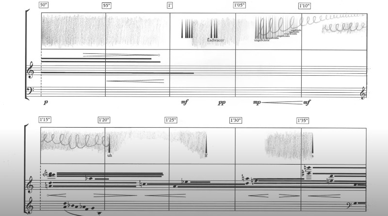 Piece for electroacoustic fixed media by Edmund Hunt based on the famous and cryptic old English poem Wulf and Eadwacer