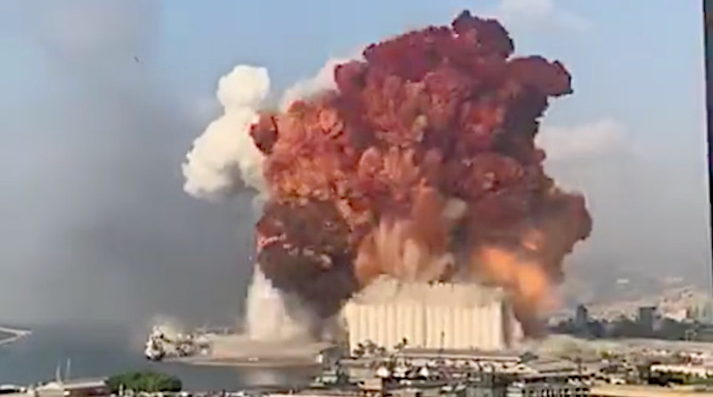 Screenshot of massive explosion in Beirut, Lebanon. Credit: Social Media, Arab News