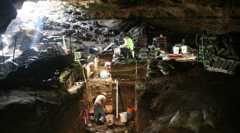 Workers excavating Hall's Cave in Central Texas CREDIT: Mike Waters/Texas A&M University