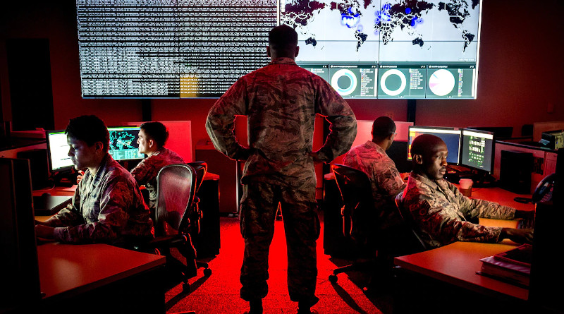 Personnel with the 175th Cyberspace Operations Group conduct cyber operations at Warfield Air National Guard Base, Middle River, Md., June 3, 2017. Photo Credit: J.M. Eddins Jr., Air Force