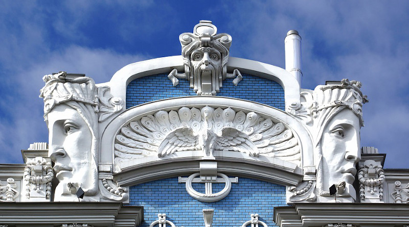 Latvia Riga House Facade Art Nouveau Architecture