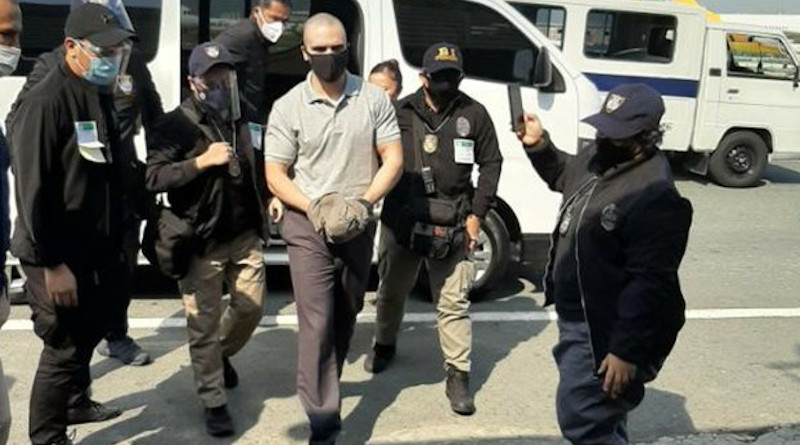 U.S. Marine Lance Cpl. Joseph Scott Pemberton arrives at Manila's international airport to board a flight out of the Philippines, Sept. 13, 2020. Photo Credit: Handout/Philippine Bureau of Immigration