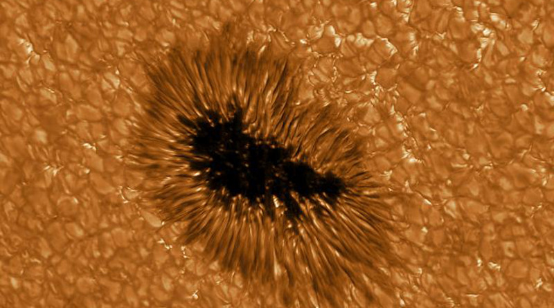 A sunspot observed in high resolution by the GREGOR telescope at the wavelength 430 nm. CREDIT: KIS
