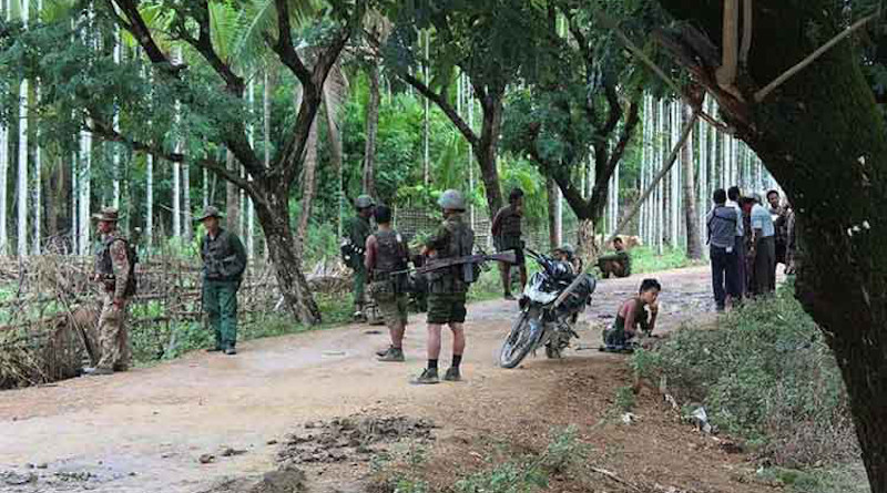 Tatmadaw soldiers patrol in Myanmar. Photo Credit: DMG