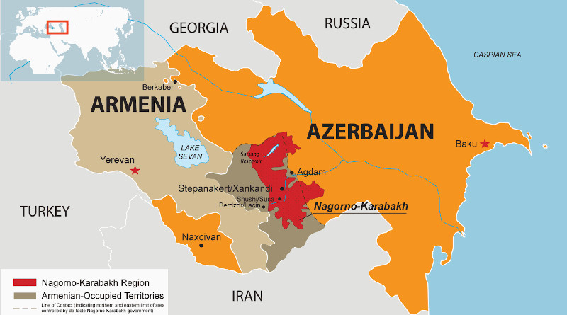 Armenia, Azerbaijan and location of Nagorno-Karabakh. Credit: RFE/RL