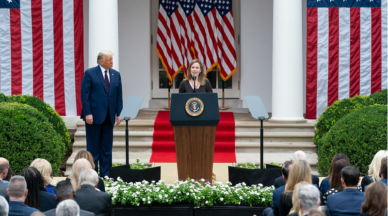 Judge Amy Coney Barrett delivers remarks after President Donald J. Trump announced her as his nominee for Associate Justice of the Supreme Court of the United States Saturday, Sept. 26, 2020, in the Rose Garden of the White House. (Official White House Photo by Andrea Hanks)