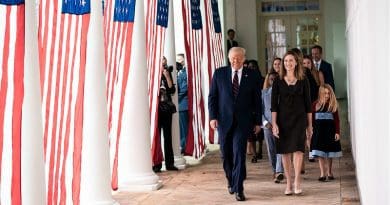 President Donald J. Trump walks with Judge Amy Coney Barrett, his nominee for Associate Justice of the Supreme Court of the United States, along the West Wing Colonnade on Saturday, September 26, 2020, following announcement ceremonies in the Rose Garden. (Official White House Photo by Shealah Craighead)