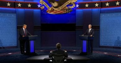 Screenshot of debate between Republican US President Donald Trump and Democratic challenger, former Vice President Joe Biden.
