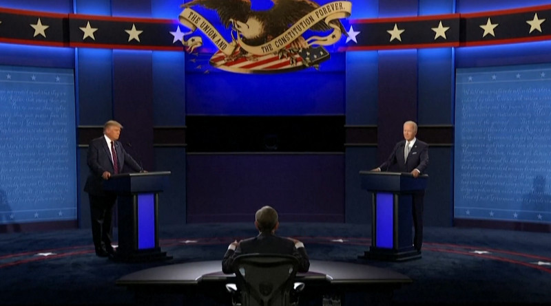 Screenshot of debate between Republican US President Donald Trump and Democratic challenger, former Vice President Joe Biden.