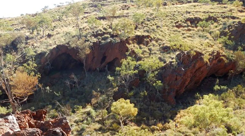 The Juukan 2 cave destroyed during works with explosives. Photo: The Puutu Kunti Kurrama and Pinikura Aboriginal Corporation