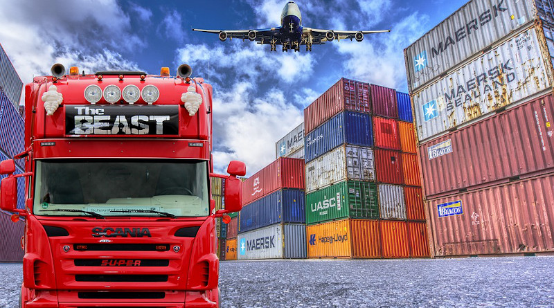 Chain Trade Logistics Truck Container Plane Shipping Supply