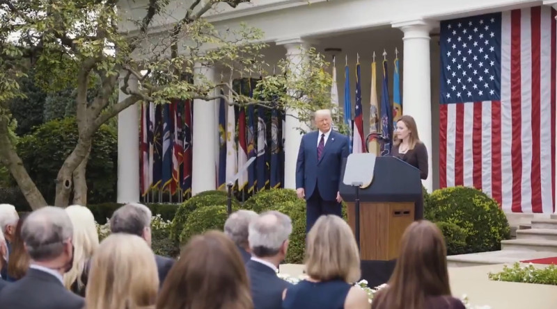 U.S. President Donald Trump nominates Amy Coney Barrett for Supreme Court. Photo Credit: White House video screenshot