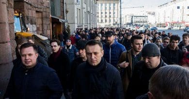 The Russian opposition leader Alexei Navalny marches on Tverskaya street on 26 March 2017. CC BY-SA 4.0