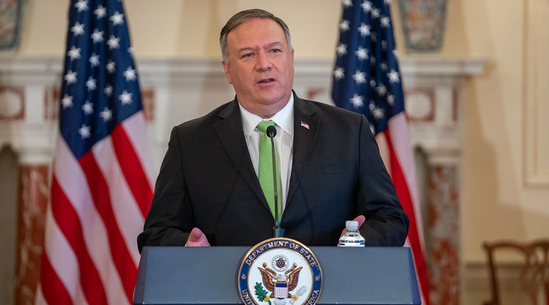 Secretary of State Michael R. Pompeo delivers remarks to the media on Iran Snapback Sanctions, at the U.S. Department of State in Washington, D.C., on September 21, 2020. [State Department photo by Ron Przysucha/ Public Domain]