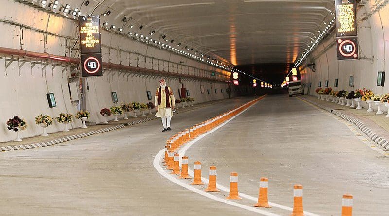 The Prime Minister, Shri Narendra Modi in the World's longest Highway tunnel - Atal Tunnel, in Manali, Himachal Pradesh on October 03, 2020. Photo Credit: Prime Minister's Office