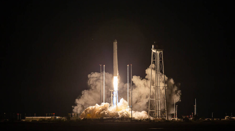 A Northrop Grumman Antares rocket launches to the International Space Station on Oct. 2, 2020, from NASA's Wallops Flight Facility, Wallops Island, Virginia. The rocket is carrying a Cygnus spacecraft with 8,000 pounds of supplies and experiments. Credits: NASA Wallops/Patrick Black