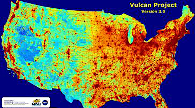 Emissions map of entire U.S. landscape at high space- and time-resolution with details on economic sector, fuel and combustion process. CREDIT: Courtesy Northern Arizona University