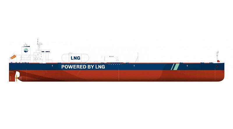 Illustration of an LNG-powered vessel. Credit: Total