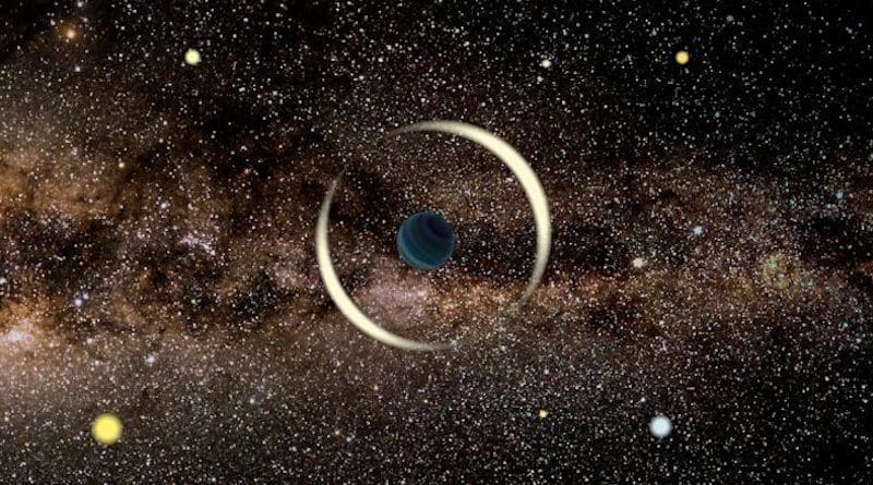 An artist's impression of a gravitational microlensing event by a free-floating planet. Credit: Jan Skowron / Astronomical Observatory, University of Warsaw