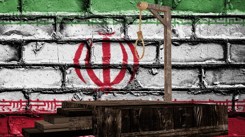 gallows death penalty hanging iran flag human rights