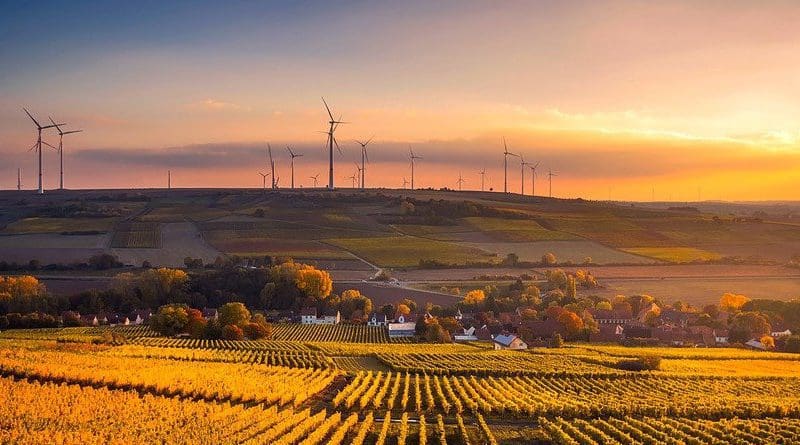 Germany Sunset Dusk Sky Clouds Beautiful Wind Power Turbine Energy