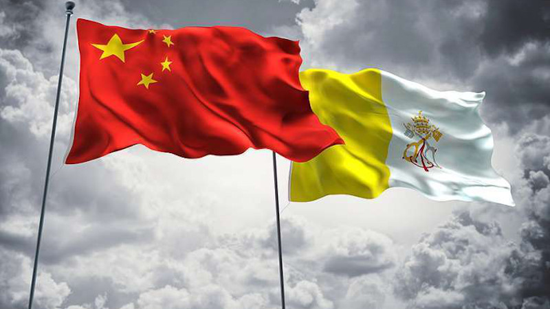 Flags of China and Vatican City. Credit: FreshStock on Shutterstock.