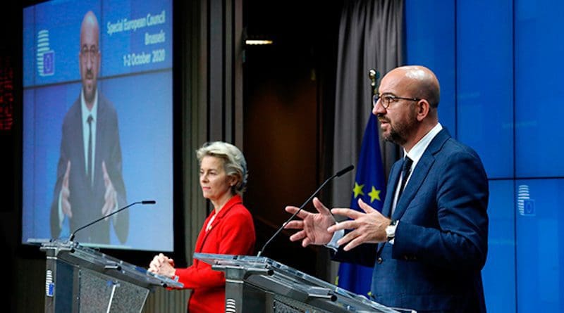 Ursula von der Leyen, president of the European Commission, and Charles Michel, president of the European Council at a press conference. Photo: ©European Union, 2020