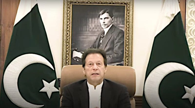 Pakistan's Prime Minister Imran Khan holds virtual meeting with Global CEOs. Photo Credit: Screenshot World Economic Forum