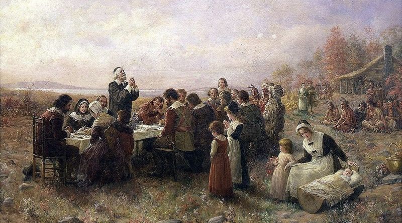 "The First Thanksgiving at Plymouth". (1914) By Jennie A. Brownscombe